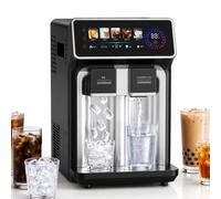 lilishangmao Machine à Glaçons 3-en-1 de Comptoir avec Distributeur d’Eau Fraîche, 12 Glaçons Creux Arrondis en 6-10 Min, Niveau Sonore 48 DB, Format Compact pour Boissons et Cocktails