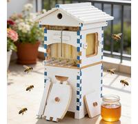 lilishangmao Ruche Autonettoyante - Kit De Démarrage Mini-Ruche avec Fenêtre D'observation, pour L'apiculture Urbaine, avec 4 Cadres De Production Et 6 Cadres De Couvain, pour La Ferme Bake-Painted