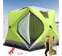 lilishangmao Tente De Pêche sur Glace Isolée Améliorée | Abri Pliable pour 2 À 3 Personnes avec Fenêtres Amovibles Et Sortie pour Poêle, Conception Portable, Se Range dans Le Coffre d'une Voiture