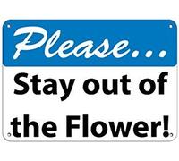 LilithCroft99 Panneau d'avertissement « Please Stay Out of The Flowers! Keep Off Grass » - Panneau d'avertissement en aluminium pour propriété privée - Plaque décorative en métal