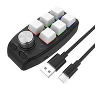 LiLiTok 6 touches programmation claviers RVB, bureaux raccourcis copy sticky pour le dessin PS PC Audio Gaming Contrôle du volume Clavier (Bluetooth blanc)