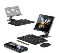 LiLiTok Clavier Bluetooth sans fil pour Samsung Galaxy Z Fold 4/Fold 3 / Souris / Stylo d'écriture / Support de clavier rotatif Accessoires (gris)