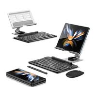 LiLiTok Clavier Bluetooth sans fil pour Samsung Galaxy Z Fold 4/Fold 3 / Souris / Stylo d'écriture / Support de clavier rotatif Accessoires (argent)