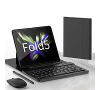 LiLiTok Ensemble clavier et souris sans fil avec étui pour Samsung Galaxy Z Fold 5 Téléphone portable 5G Clavier Bluetooth + souris + stylet tactile (noir)