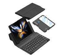 LiLiTok Galaxy Z Fold 4 / Z Fold 3 Clavier sans fil + étui Filo en cuir + étui de téléphone portable, compatible avec Samsung Galaxy Z Fold 4 5G Bluetooth Keyboard Folding Stand Funda (noir)