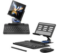 LiLiTok Galaxy Z Fold 5 Ensemble clavier et souris avec stylet tactile, clavier avec support de téléphone rotatif à 360° pour Samsung Galaxy Z Fold 5 Stylo/souris/clavier (QWERTY) (gris)
