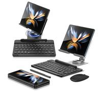 LiLiTok Galaxy Z Fold 5 Ensemble clavier et souris avec stylet tactile, clavier avec support de téléphone rotatif à 360° pour Samsung Galaxy Z Fold 5 Stylo/souris/clavier (QWERTY) (Noir)