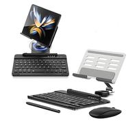 LiLiTok Support de bureau pour Samsung Galaxy Z fold 5 coque avec clavier, Galaxy Z fold 5 clavier et souris ensemble avec S Pen pour le bureau et l'utilisation quotidienne (argent)