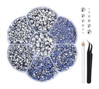 Liliume Strass Hotfix SS6-SS30 Strass Thermocollants 10 couleurs 6 tailles pour vêtements, chaussures et loisirs créatifs (Argent Métallique)