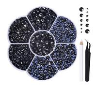 Liliume Strass Hotfix SS6-SS30 Strass Thermocollants 10 couleurs 6 tailles pour vêtements, chaussures et loisirs créatifs (Noir)