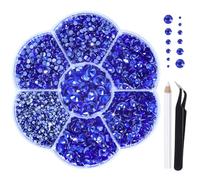 Liliume Strass Hotfix SS6-SS30 Strass Thermocollants 10 couleurs 6 tailles pour vêtements, chaussures et loisirs créatifs (Bleu Foncéu)