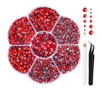 Liliume Strass Hotfix SS6-SS30 Strass Thermocollants 10 couleurs 6 tailles pour vêtements, chaussures et loisirs créatifs (Rouge)