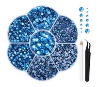 Liliume Strass Hotfix SS6-SS30 Strass Thermocollants 10 couleurs 6 tailles pour vêtements, chaussures et loisirs créatifs(Carpe Bleu)
