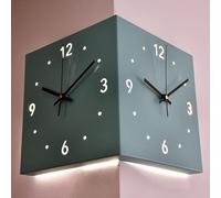 LILIXINGSH Pendules Murales Salon Moderne, Horloge Murale d'angle Double Face, Horloge Murale d'angle Numérique, Horloge Murale Silencieuse D'installation Simple d'angle (Color : Blue)