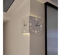LILIXINGSH Pendules Murales Salon Moderne, Horloge Murale d'angle Double Face, Horloge Murale d'angle Numérique, Horloge Murale Silencieuse D'installation Simple d'angle (Color : White)