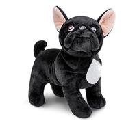 lilizzhoumax Jouets en Carlin Chien Peluche 27cm/11.8”, Simulation Jouet en Chien Poupée Réaliste, Animal en Peluche Chien jouets Animaux Sauvages en cadeau pour les enfants noir
