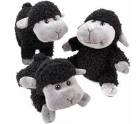 lilizzhoumax Jouets en Peluche Mouton 3 pièces, Mignon Jouet en Peluche Mouton Poupée Noir Jouets Animaux Sauvages en Peluche Mouton, Cadeau pour Les Amis et Les Enfants
