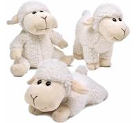 lilizzhoumax Lot de 3 jouets en peluche en forme de mouton mignon (assis, debout, agenouillé), blanc super doux, décoration d'intérieur, cadeau pour enfants, garçons et filles