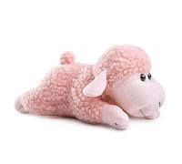 Lilizzhoumax Mouton en Peluche 20cm/8" S'allonger - Jouet Simulation Réaliste - Animaux Sauvages - Cadeau pour Les Amis et Les Enfants Rose