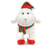 lilizzhoumax Peluche en forme de mouton 18 cm/7" - Sur pied - Kawaii - Peluche d'agneau - Avec bonnet de Noël - Jouet cadeau pour amis et enfants - Mouton rouge