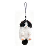 lilizzhoumax Porte Clés Peluche Chat Noir Blanc 15cm Parfumé Mini Doudou Chaton Attache Sac Pattes Lestées Poil Long Chat Vache Bijou de Sac Accessoire Cadeau pour Enfants