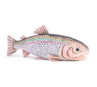 lilizzhoumax Simulation truite arc-en-ciel en peluche 42 cm, poisson en peluche réaliste poisson mignon super doux animal de mer décoration d'intérieur jouets cadeau