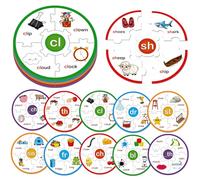 LilLaufy Puzzles phoniques pour enfants, jeu de rimes phonétiques pour la maternelle, jeu d'orthographe, jouets d'orthophonie pour tout-petits, jeux de mots à vue, mélanges de voyelles courtes pour