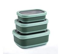 Lille Home Lot de 3 boîtes Repas Bento en Acier Inoxydable de qualité supérieure avec extérieur antidérapant, 470 ML, 900 ML, 1,4 L, Anti-Fuite, sans BPA, contrôle des portions