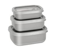 Lille Home Lot de 3 boîtes Repas Bento en Acier Inoxydable de qualité supérieure avec extérieur antidérapant, 470 ML, 900 ML, 1,4 L, Anti-Fuite, sans BPA, contrôle des portions (grau)