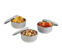 Lille Home Lot de 3 récipients à vinaigrette de 220 ml pour condiments, vinaigrette, sauces, sauces, en acier inoxydable, mini rangement avec couvercle, étanches, sans BPA (Gris)