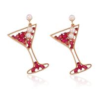 Lillet Boucles d'oreilles en forme de verre à vin pour femme - Fruit/champagne - Boucles d'oreilles pendantes - Bijou de fête - Accessoire élégant pour le quotidien - Happy New Year