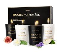 Lilleta ® Scented Candle - Coffret cadeau de 4 bougies parfumées noires - Bougies parfumées dans un verre - Cadeaux décoratifs pour femme