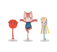 Lot de 3 jouets de bain à ventouse rose, rouge, bleu TU