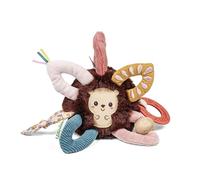 LILLIPUTIENS - Balle d’Activités Sensorielle Bébé avec Hochet et Anneaux en Tissu - Anneau de Dentition Silicone - Léon Le Hérisson - Jouet d’Éveil dès 6 Mois - Stimule Vue et Toucher - 17 cm - 83631