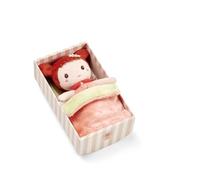 LILLIPUTIENS, Bébé Jil, Poupon en Tissu 18 cm, Berceau Rose, Dès 12 Mois | Boîte Transformable en Lit, Couverture, Jeu de Coucher Bébé, Lavable en Machine à 30 °C, Adapté aux Petites Mains, Rose
