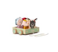 Lilliputiens - Chariot de cubes à tirer - Voiture à tirer avec 4 personnages de contes pour l’éveil des tout-petits - Jouet en bois et tissu, stimule la motricité et la réflexion - Dès 12 mois - 83470