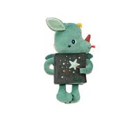 LILLIPUTIENS Doudou - Livre éducatif - Joe Le Dragon Magicien - Jouet d'éveil sensoriel 2 en 1 pour bébés à partir de 6 Mois avec activités et Phosphorescence pour l'heure du Coucher