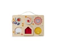 Lilliputiens Panneau d'Activité Ferme – Pousse/tire/tourne/glisse – Valisette beige dès 18 mois