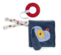 LILLIPUTIENS - Imagier en Tissu Bébé - Livre d’Eveil Doux & Coloré - Thème Les Véhicules - avec Anneau de Dentition - Apprentissage des Mots pour Tout-Petits - Bleu - 10 cm - 83618