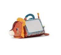 LILLIPUTIENS, Jack Miroir Triangle d'Activités, Dès 3 Mois | Peluche Lion Triangle avec un Grand Miroir, Clochette et Hochet à Billes, Poignée et Pouet dans le Nez, Miroir à Explorer