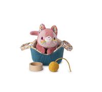 Lilliputiens - Peluche Jeanne le chat - avec panier - bruit de miaulement - Rose - Dès 12 mois