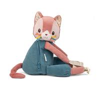 LILLIPUTIENS - Jeanne le Chat - Sac à Dos Doux en Forme de Chat - Rose et Vert - 30cm - Dès 10 Mois - 84487