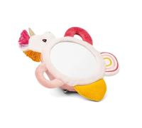 LILLIPUTIENS, Lena la Licorne, Miroir d’Éveil Bébé avec Hochet, Dès 6 Mois | Position Ventrale et Découverte du Reflet, Éveil Sensoriel, Préhension, Hochet Sonore, Papier Bruissant et Arc-en-Ciel Brodé