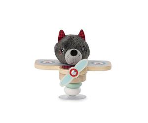LILLIPUTIENS, Louis en Avion Swing à Ventouse, Jouet pour Bébé, Dès 6 Mois | Avion avec Peluche Loup, Hochet, Ventouse, Ventouse pour Fixation Facile, Comprend Avion, Dimensions 15 x 14,4 x 13,8 cm