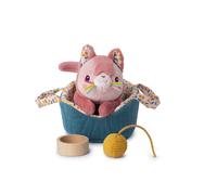 Lilliputiens - Peluche Jeanne le chat - avec panier - bruit de miaulement - Rose - Dès 12 mois