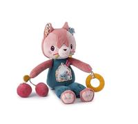 LILLIPUTIENS - Peluche d’activités Jeanne Le Chat - Hochet interactif pour bébés avec Miroir, Anneau Dentition Silicone, grelot et Bruit Papier - Stimule Les Sens et la motricité - Dès 9 Mois