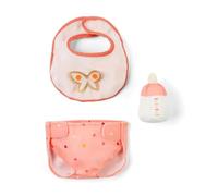 LILLIPUTIENS, Set de 3 Accessoires Poupée et Poupon Roses, 30 et 36 cm | Bavoir et Culotte à Attaches Auto-Agrippantes, Biberon Magnétique, Jeu de Soin pour Poupées 30 et 36 cm, Dès 18 Mois