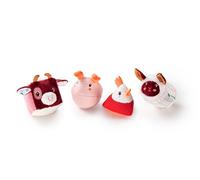 Lilliputiens - Set de 4 hochets Formes ferme - Jouets sensoriels pour bébés avec textures, sons et formes uniques - Stimule la motricité fine, la vue et l’ouïe - Dès 6 mois - 83254