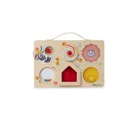 Lilliputiens Panneau d'Activité Ferme – Pousse/tire/tourne/glisse – Valisette beige dès 18 mois