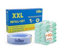 LillOne XXL-SET 10 recharges de plus de 10 mètres + 1 cassette réutilisable - Compatible avec les poubelles à couches Angelcare, Litter Locker II, Munchkin - Extra long, haute densité